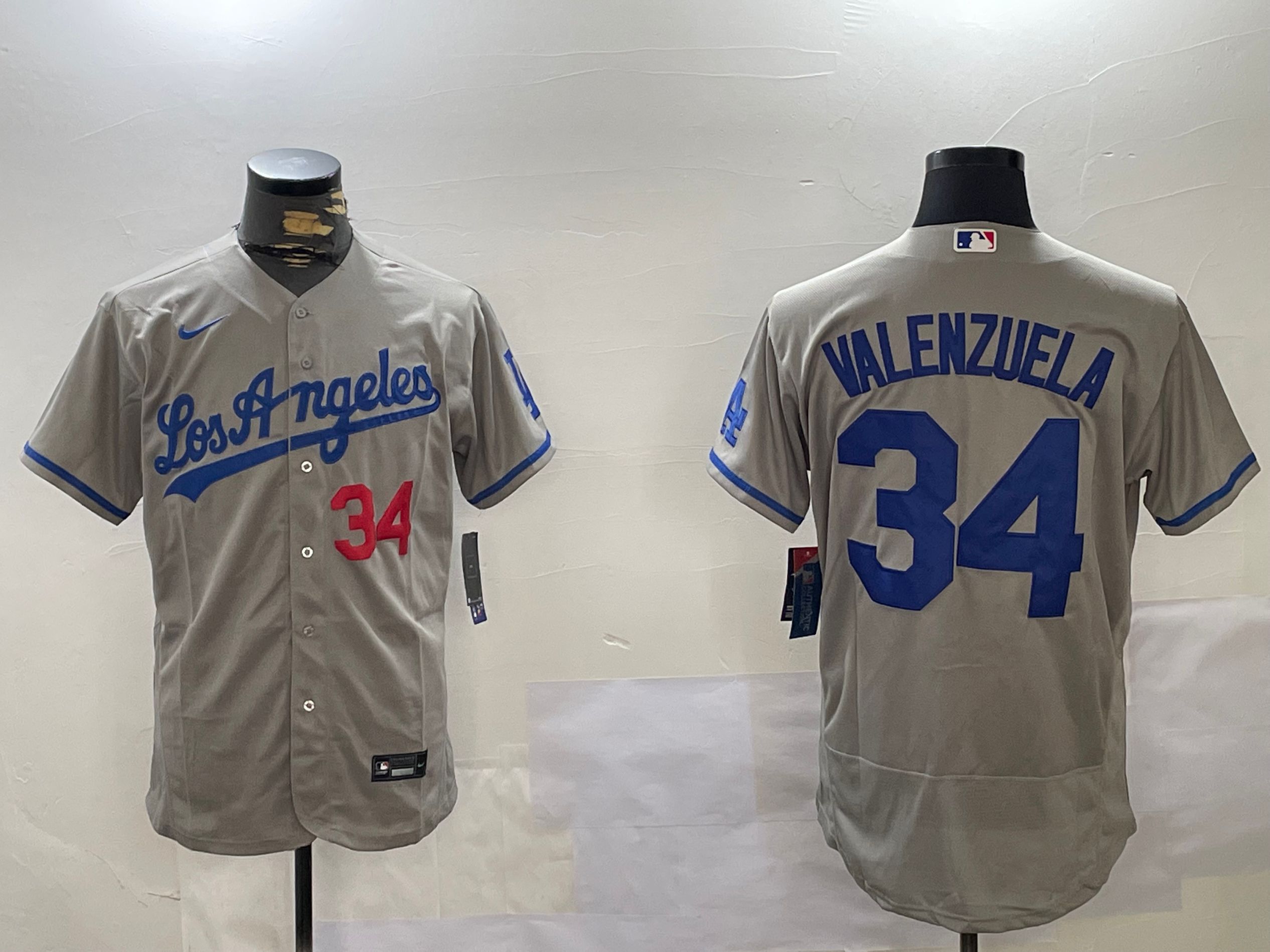 Men Los Angeles Dodgers #34 Valenzuela Grey Elite 2024 Nike MLB Jersey style 12163